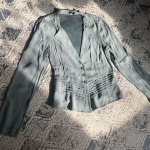 Handwritten Romantic Boho Teal Jacket Size Small